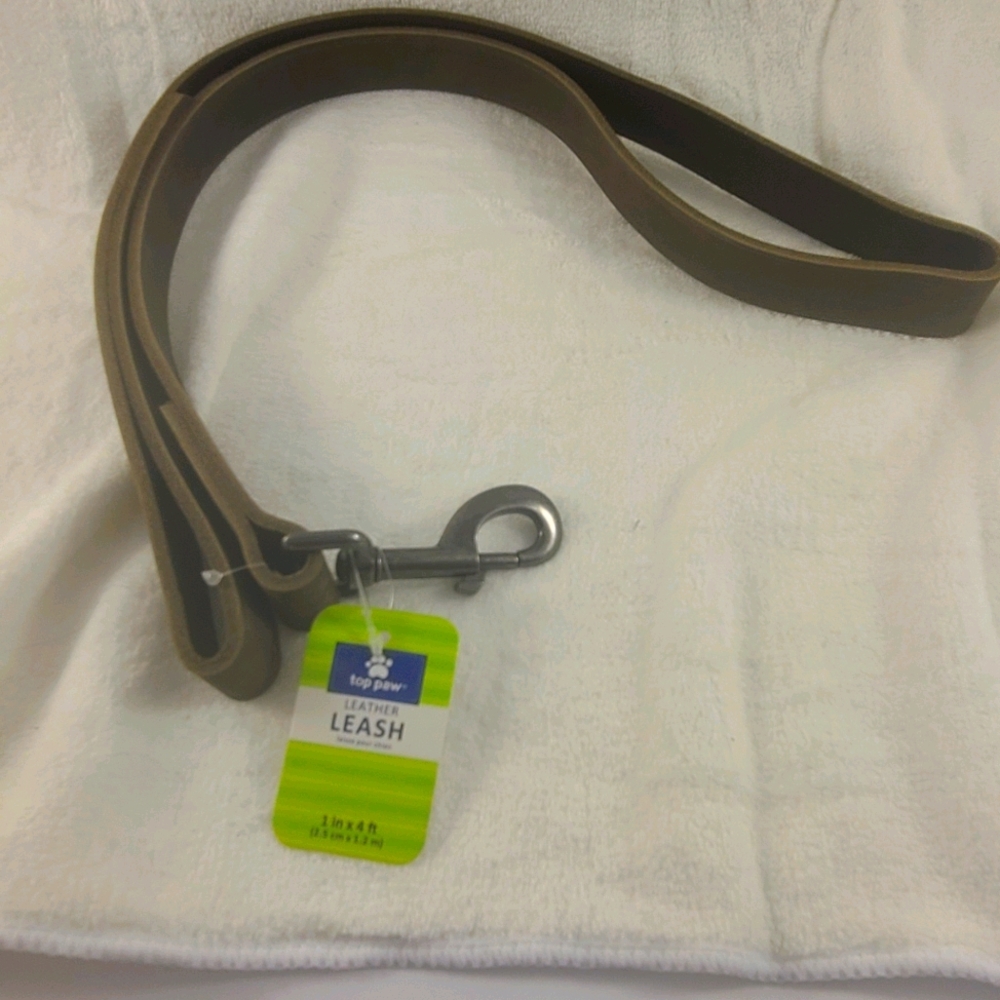 Top Paw gray leather leash